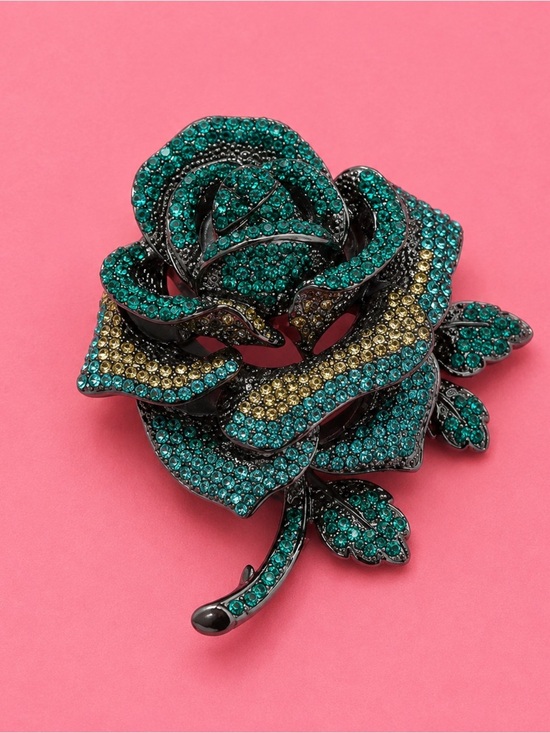 Anthropologie Jewelry - Blue Rose Crystal Brooch